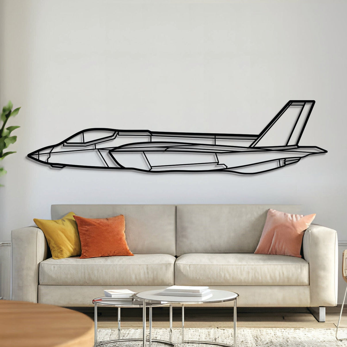 F-35C Lightning II carrier-based stealth fighter jet front view metal wall art, laser-cut textured steel