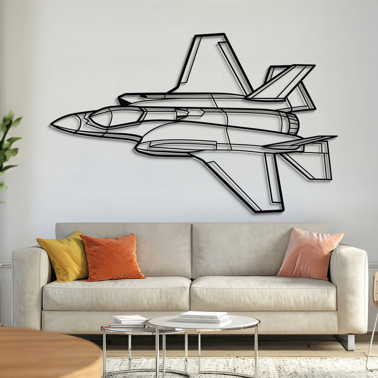 F‑35A Lightning II stealth fighter silhouette – laser-cut 2 mm steel, textured matte powder-coat finish, ready to hang