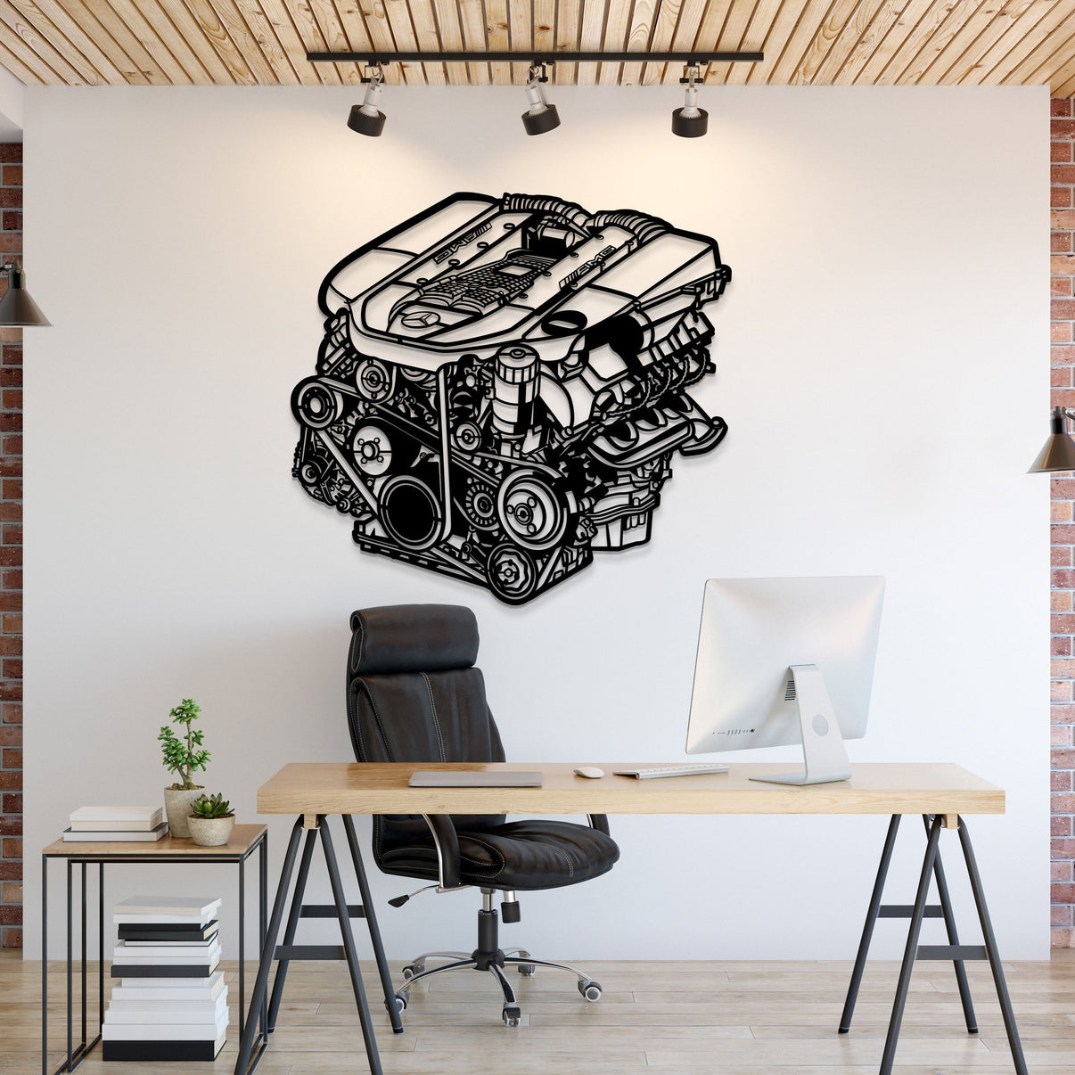 M113 5.4L V8 AMG engine block metal wall art silhouette