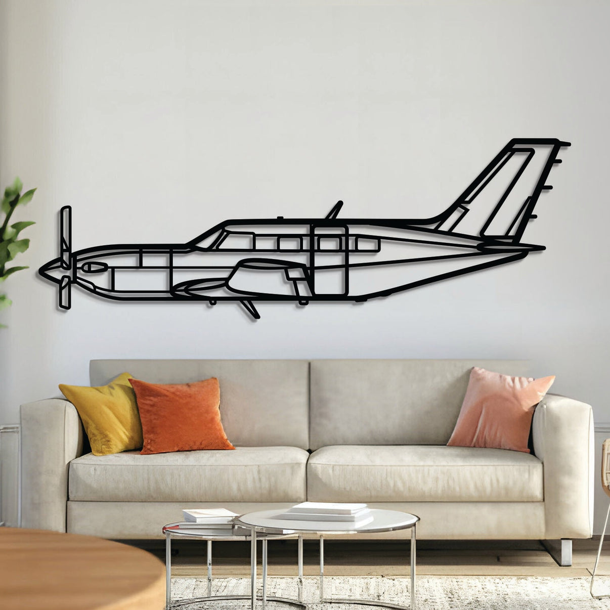 M500 Meridian metal aircraft wall art, laser-cut 2 mm steel with matte textured finish and 3D elevation