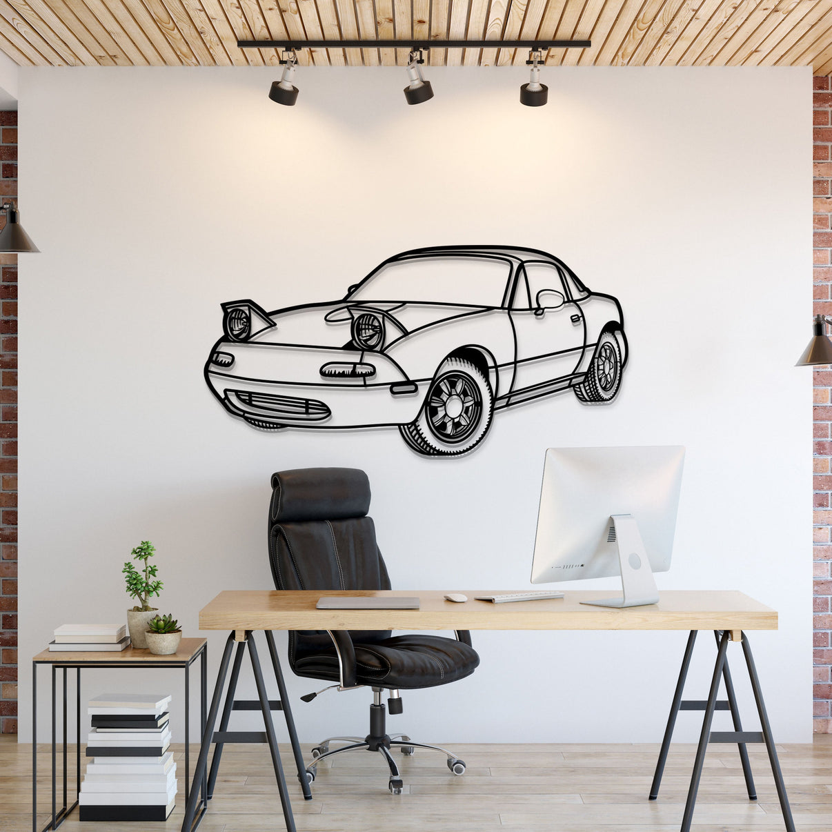 1991 Mazda Miata MX-5 perspective metal wall art silhouette for home décor