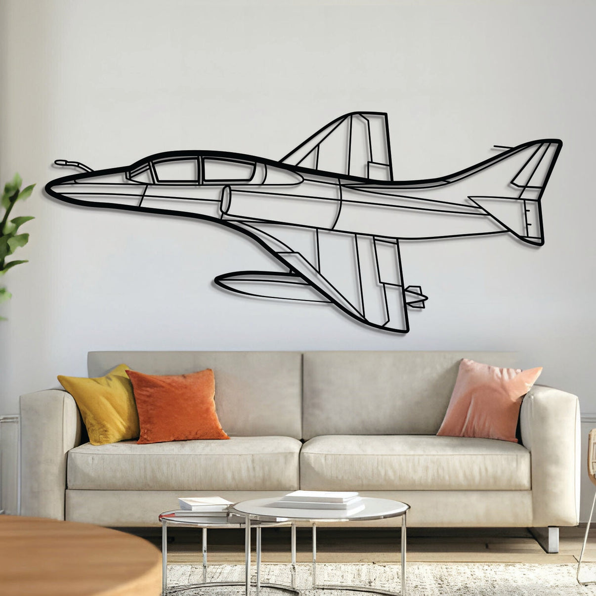 TA‑4J Skyhawk two‑seat trainer jet wall art, laser‑cut 2 mm textured steel with matte finish