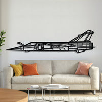 Mirage F1CT metal aircraft wall art, laser‑cut 2 mm steel with matte textured finish and 3D elevation