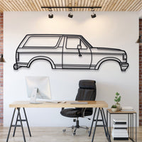 1987 Ford Bronco 4th Gen metal car wall art silhouette for garage décor