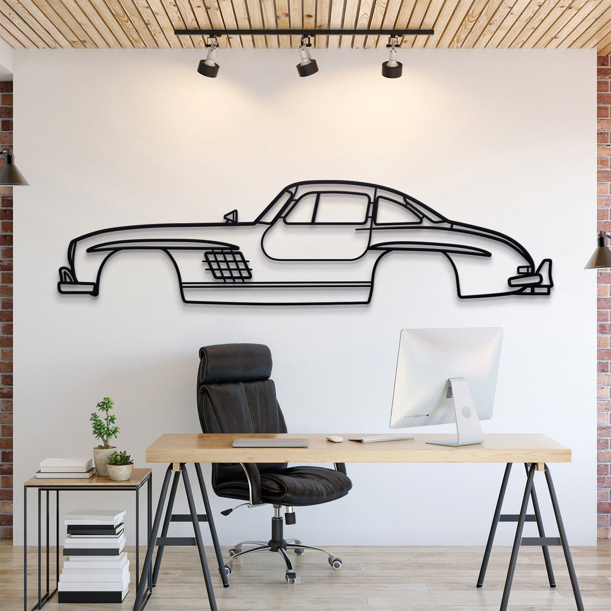 1954 Mercedes-Benz 300 SL Coupe metal wall art silhouette classic sports car decor