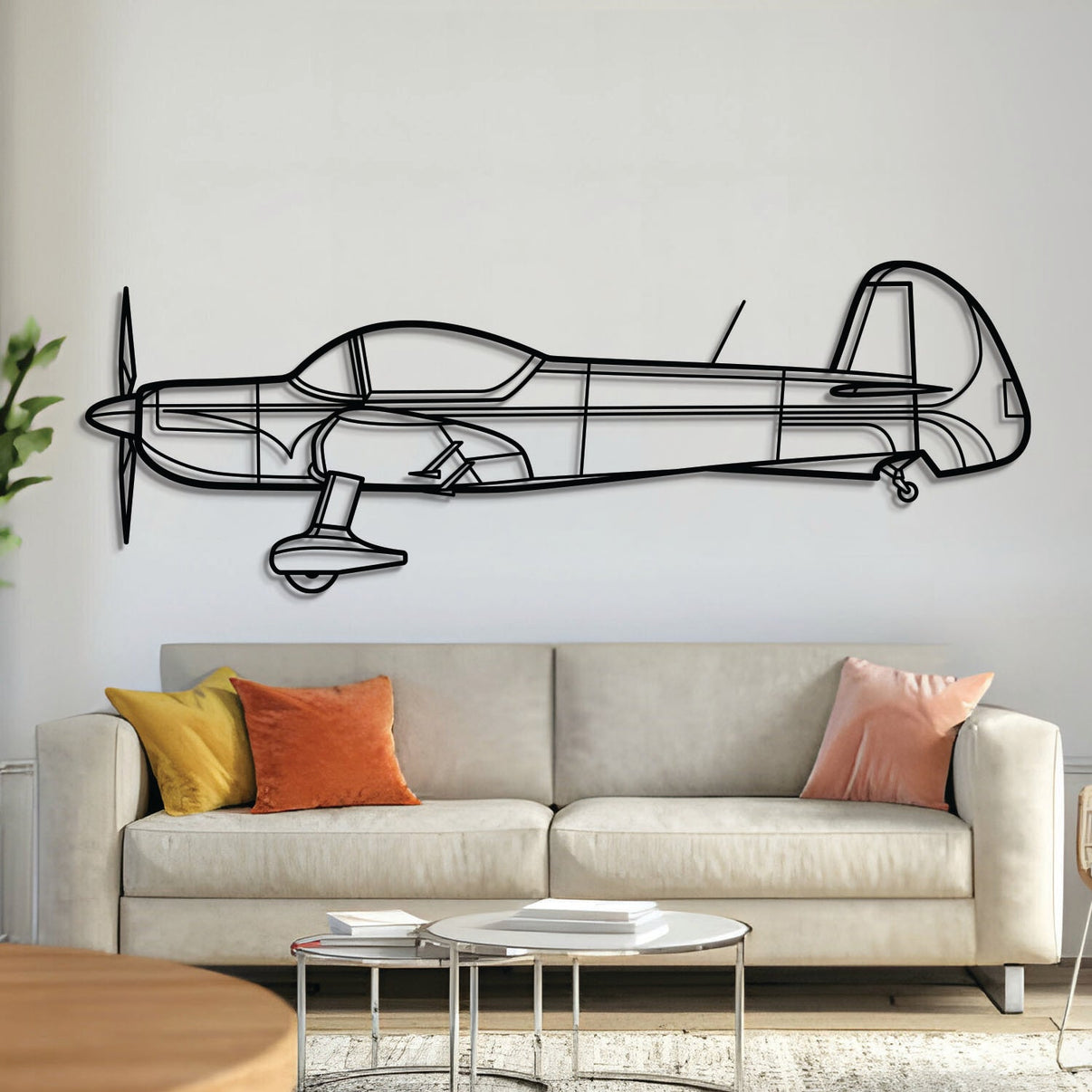 Mudry CAP 10 aerobatic trainer silhouette – laser‑cut 2 mm steel, textured matte powder‑coat, ready to hang
