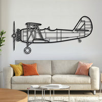 Naval Aircraft Factory N3N‑3 ‘Yellow Peril’ World War II biplane trainer silhouette – laser-cut 2 mm steel, textured matte powder‑coat, ready to hang