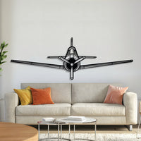 North American T‑28 Trojan trainer aircraft silhouette metal wall art – laser‑cut 2 mm steel, textured, matte powder‑coat finish, ready to hang