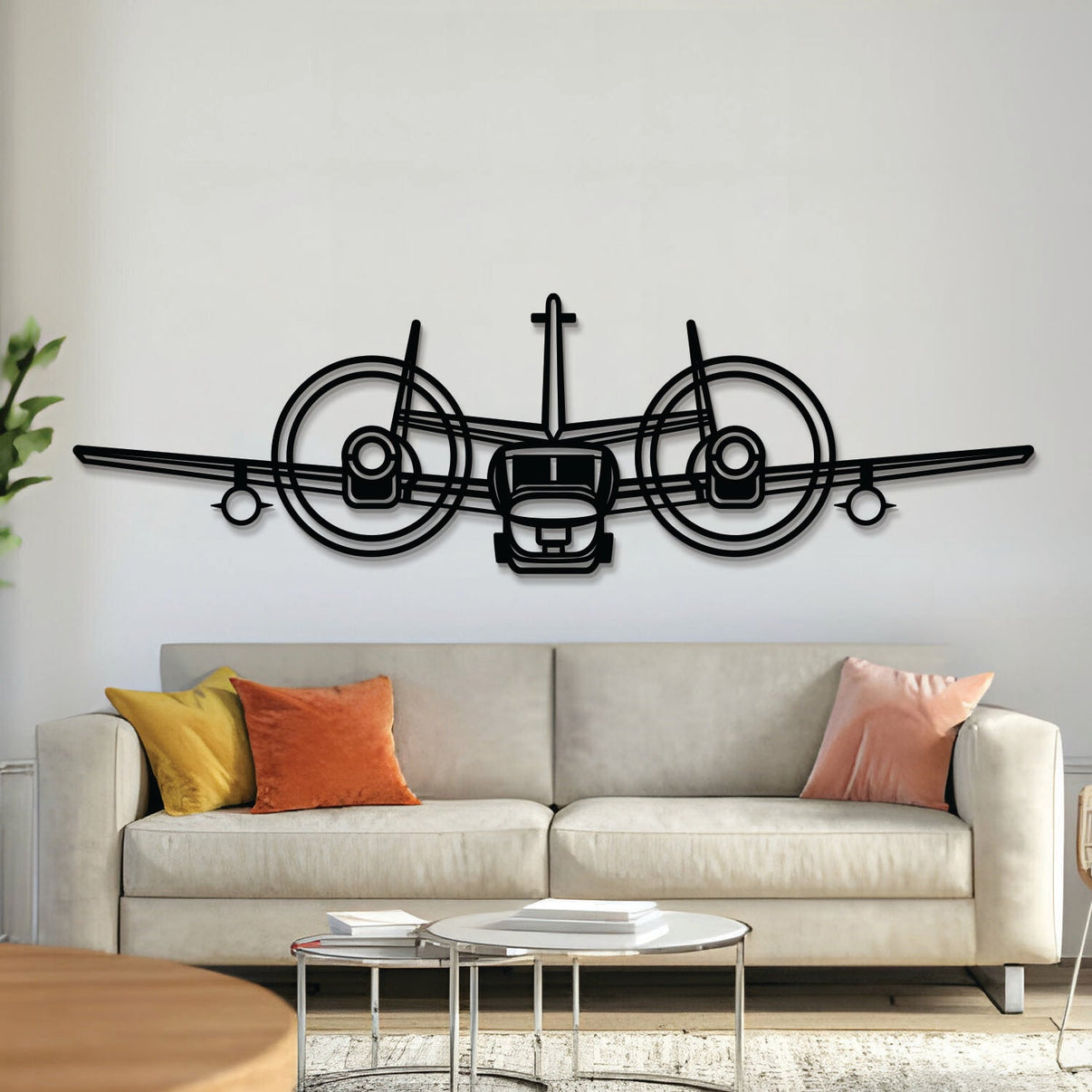 OV-1 Mohawk front-view metal aircraft wall art, laser-cut 2 mm steel with matte textured finish and 3D elevation
