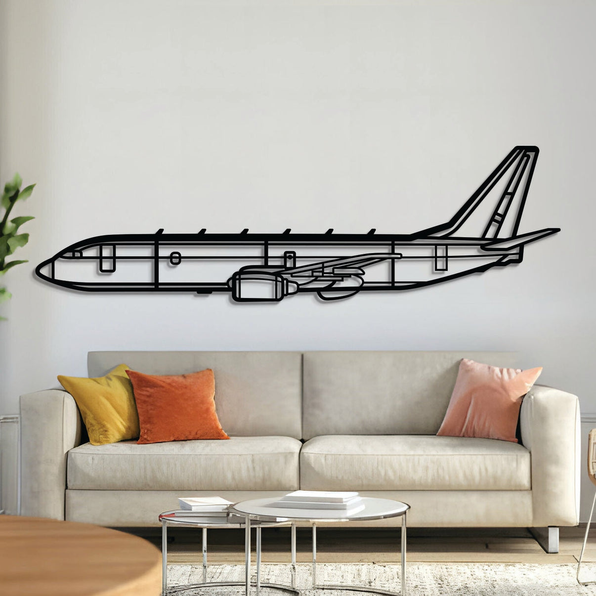 P-8A Poseidon metal aircraft wall art, laser-cut 2 mm steel with matte textured finish and 3D elevation