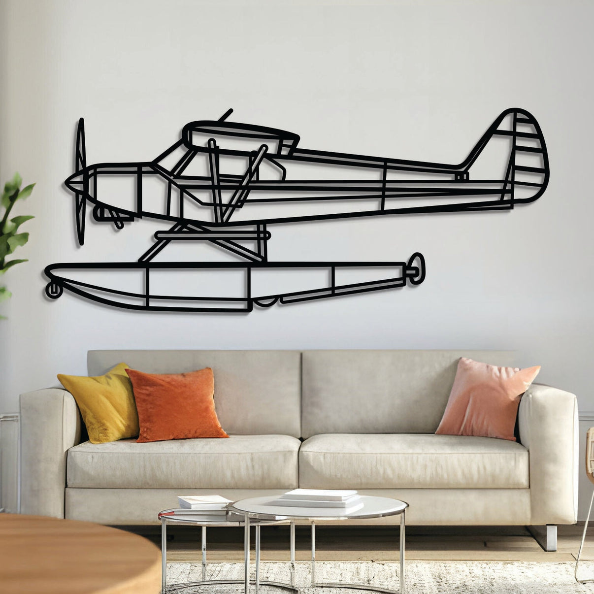 PA‑18‑150 Super Cub metal aircraft wall art, laser‑cut 2 mm steel with matte textured finish and 3D elevation