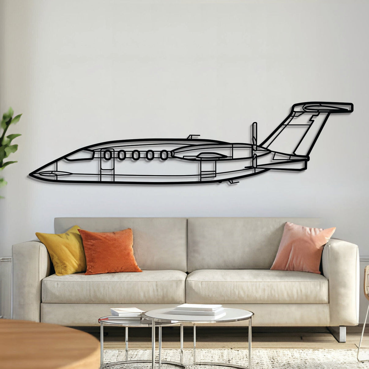 Piaggio P-180 Avanti sleek turboprop wall art, laser-cut textured steel with matte finish