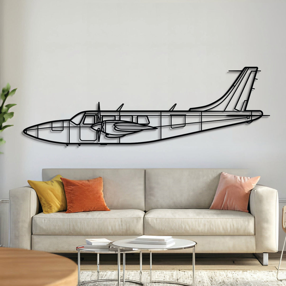 Piper Aerostar 601P pressurized twin piston aircraft wall art, laser-cut textured steel with matte finish
