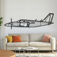 Piper PA-34-200T Seneca II twin-engine turboprop wall art, laser-cut textured steel with matte finish