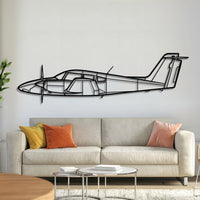 Piper PA-44 Seminole twin-engine trainer aircraft wall art, laser-cut textured steel with matte finish
