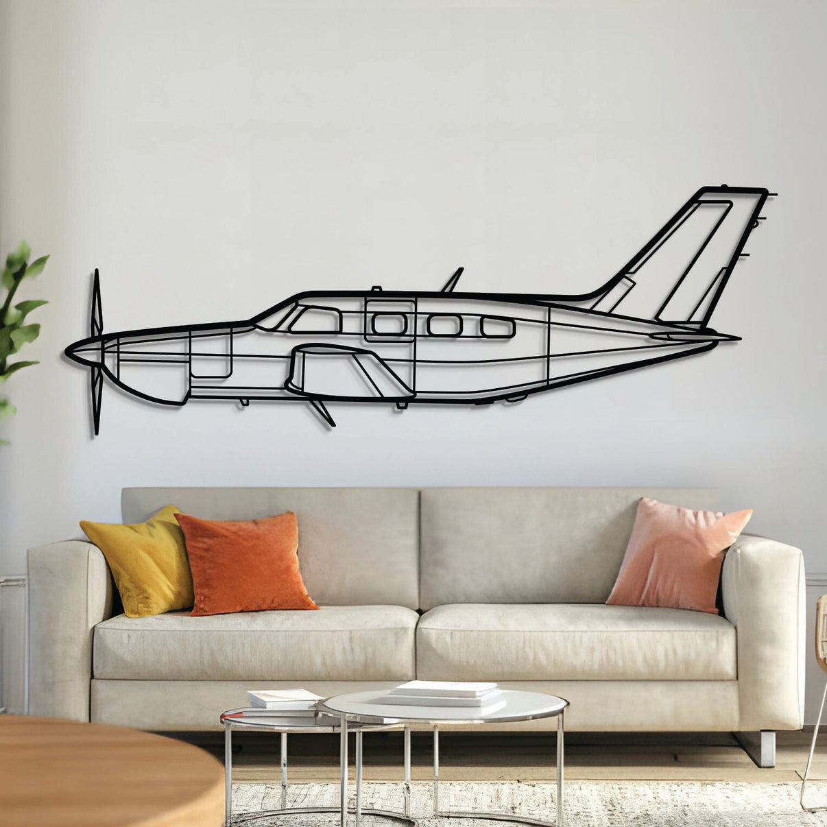 Piper PA-46-350P Malibu Mirage metal aircraft wall art, laser-cut 2 mm textured steel with matte powder-coated finish