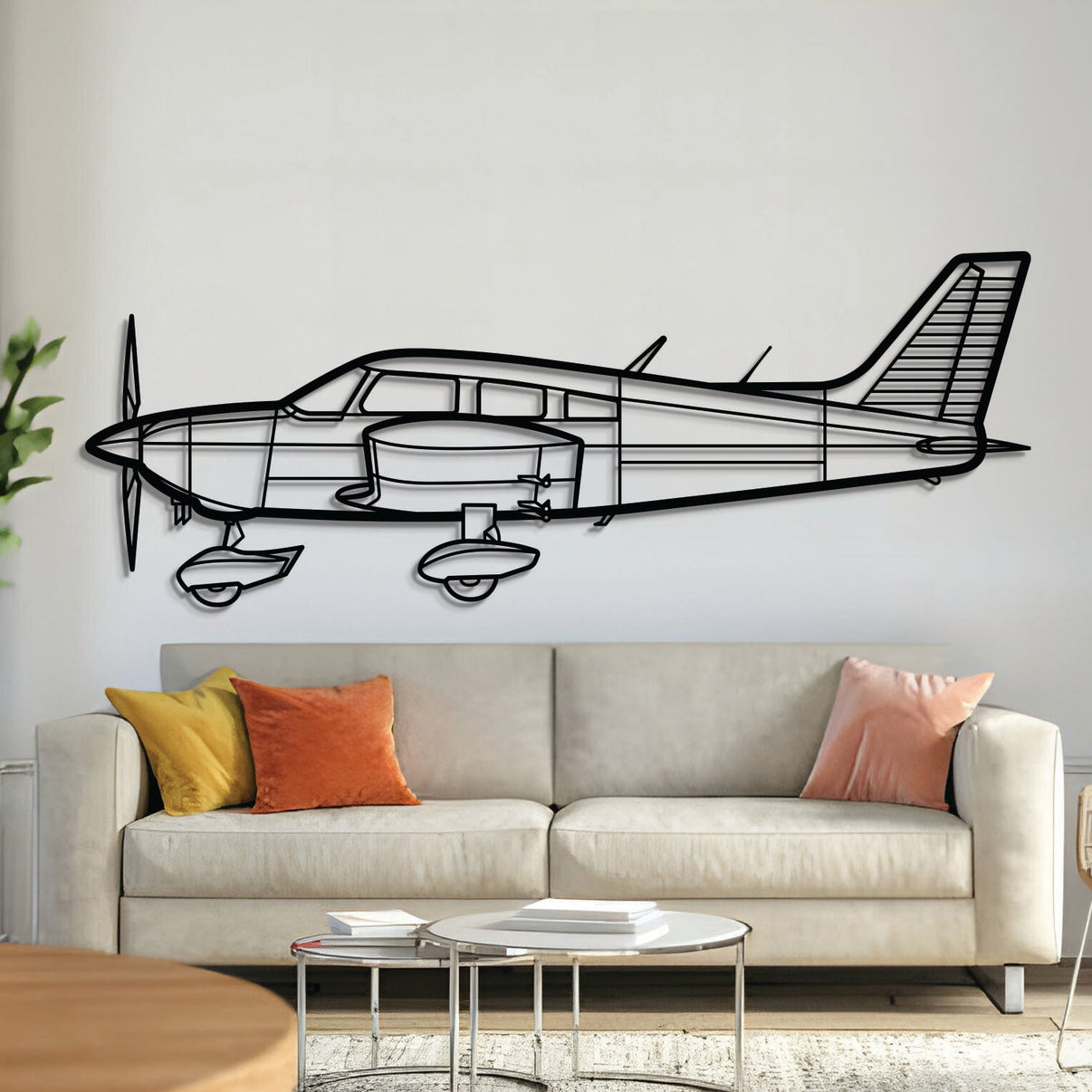 PA-28-180 Cherokee metal airplane wall art – precision laser-cut steel aircraft decor with matte finish