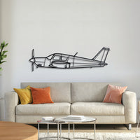 PA‑28 Cherokee metal airplane wall art – laser-cut 2 mm steel with matte finish and floating 3D shadow effect