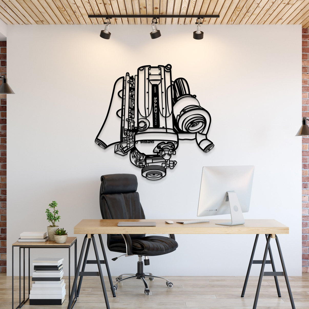 RB26 DETT engine block metal wall art silhouette