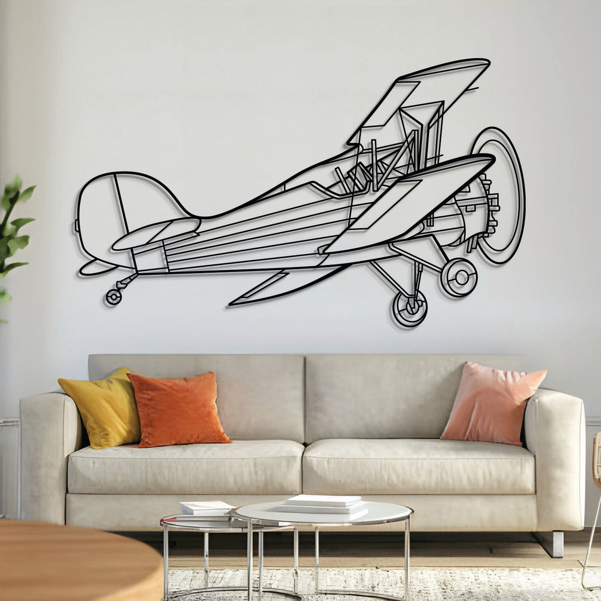 Renegade Spirit R7 Angle metal aircraft wall art, laser‑cut 2 mm steel with matte powder coat and floating 3D effect