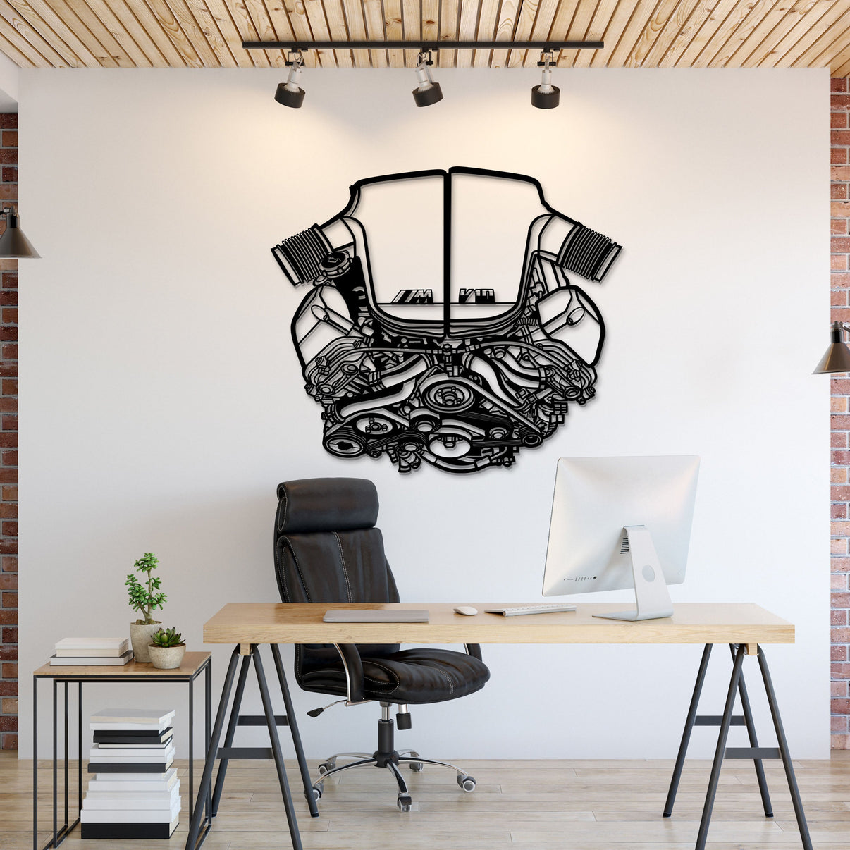 BMW S85 V10 engine block metal wall art silhouette