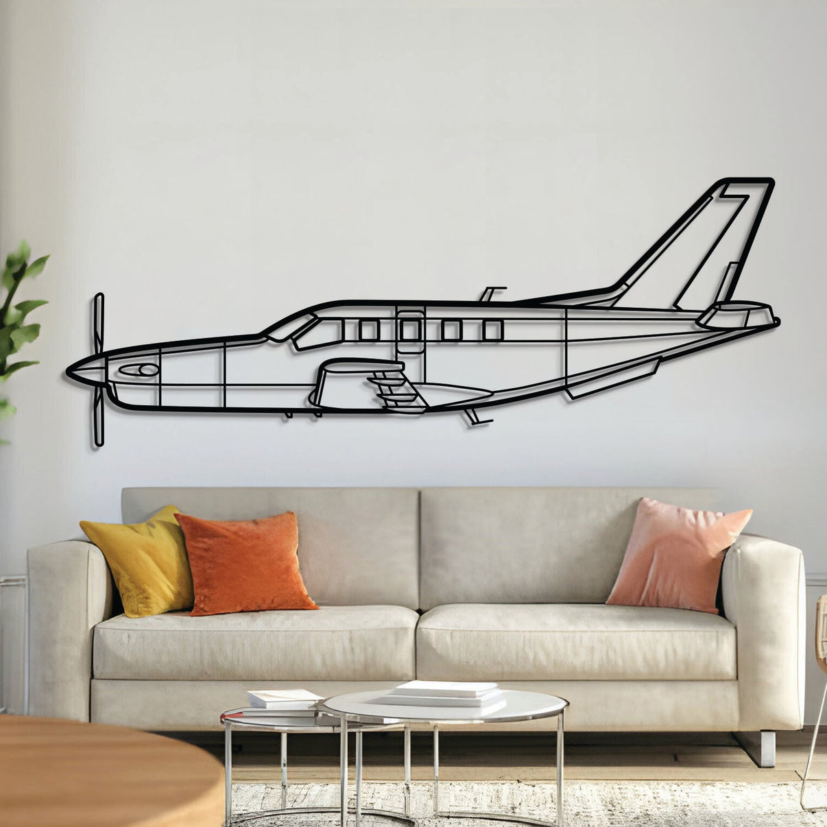 SOCATA TBM‑700B single‑engine turboprop high‑performance business aircraft silhouette – laser‑cut 2 mm steel, textured matte powder‑coat finish, ready to hang