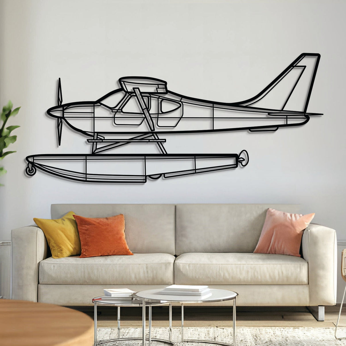 Glasair Sportsman 2+2 kit‑built bush plane silhouette metal wall art – laser‑cut 2 mm steel, textured matte powder‑coat, ready to hang