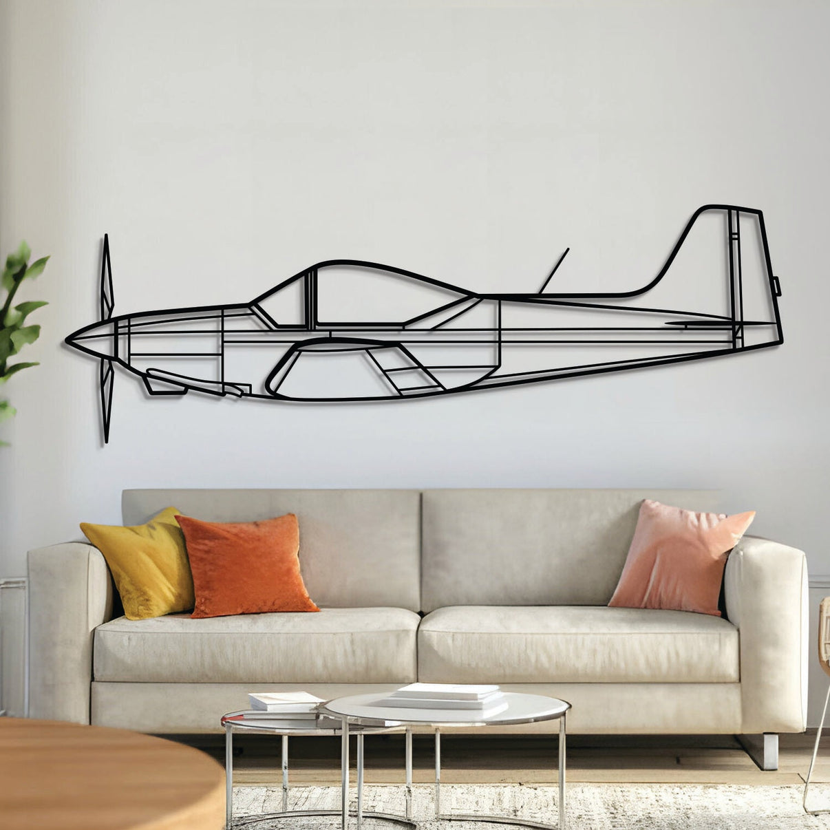 Falco F8L Italian two‑seat aerobatic homebuilt aircraft silhouette – laser‑cut 2 mm steel, textured matte powder‑coat, ready to hang