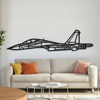 Su-30SM front-view metal aircraft wall art, laser-cut 2 mm steel with matte textured finish and 3D elevation