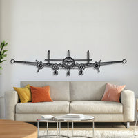 Super Constellation front metal aircraft wall art in 2 mm laser-cut steel with matte powder-coated textured finish and 3D elevation screws