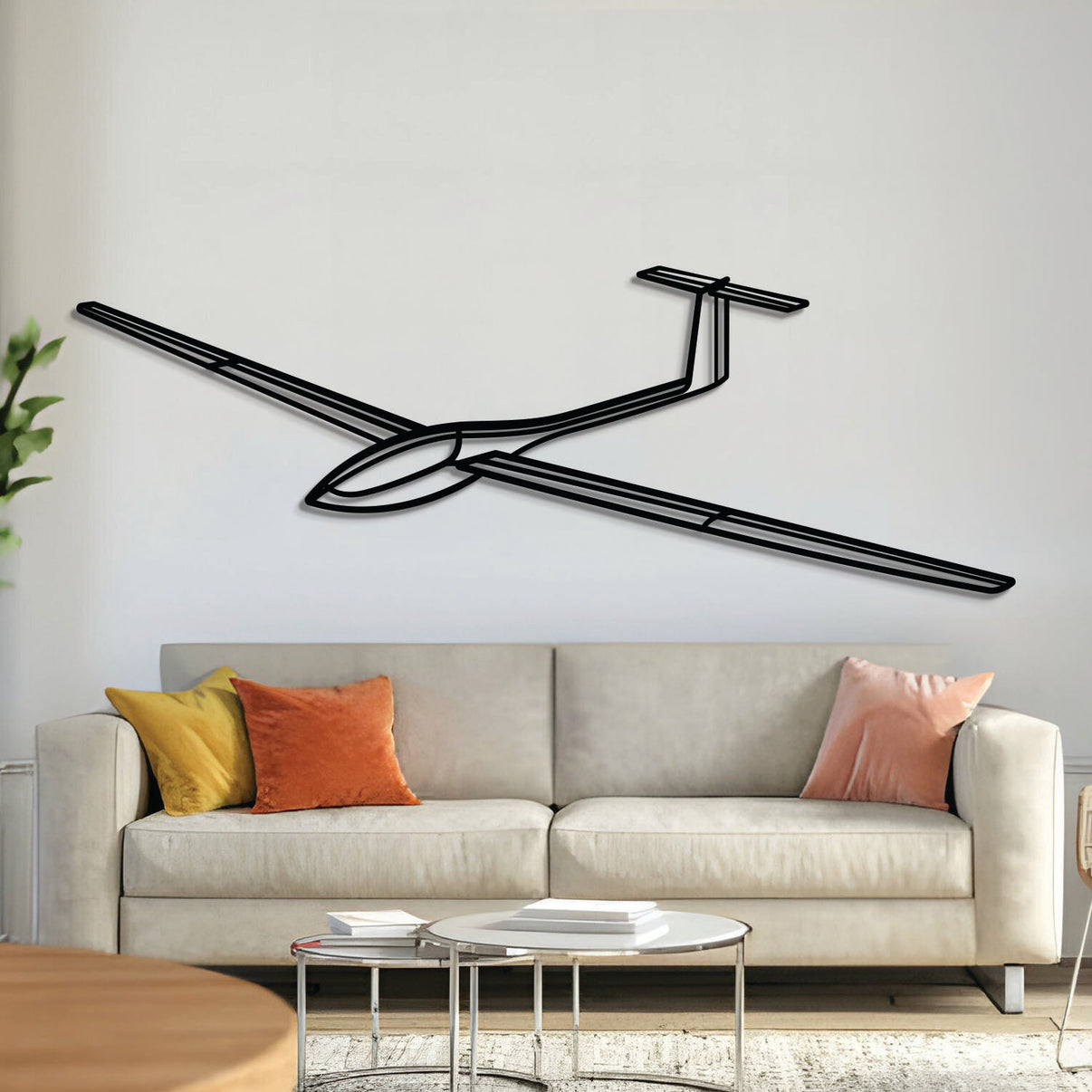 SZD-56 Angle metal aircraft wall art, laser-cut 2 mm steel with matte textured finish and 3D elevation