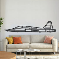 T-38 Talon metal aircraft wall art in 2 mm laser-cut steel with matte powder coating and 3D elevation screws