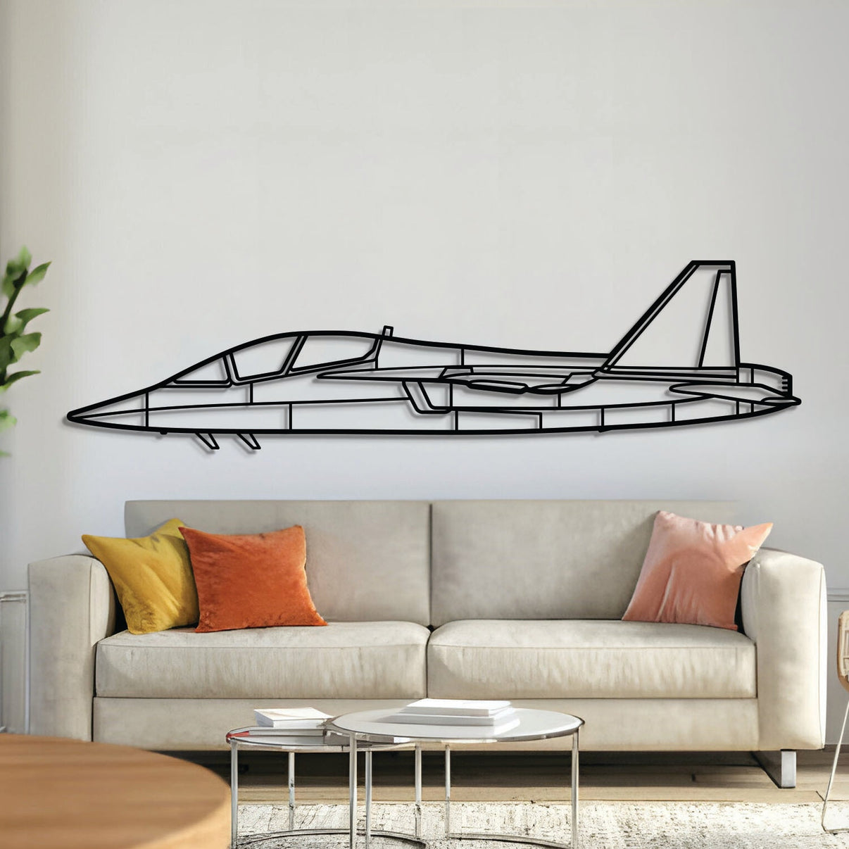 T‑7 Red Hawk metal aircraft wall art in 2 mm laser‑cut steel with matte textured powder‑coated finish and 3D elevation screws