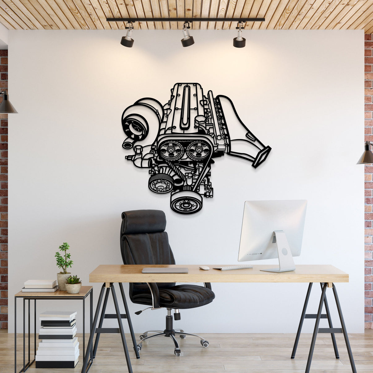 Toyota 2JZ engine block metal wall art silhouette