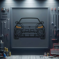 Lamborghini Urus neon car wall sculpture – sleek industrial decor reflecting high‑power SUV styling and hex‑grille design