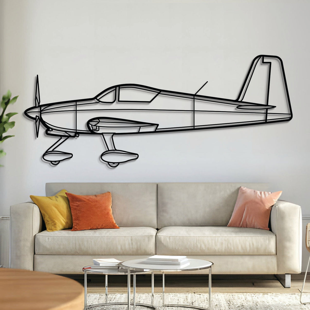 Van's RV-7 two-seat kit aircraft metal wall art – laser-cut matte black steel silhouette