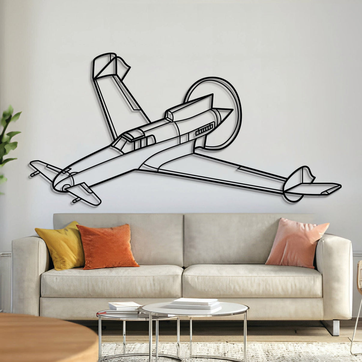 XP-55 Ascender angle  wall art, laser-cut 2 mm steel with matte powder coat and floating 3D effect