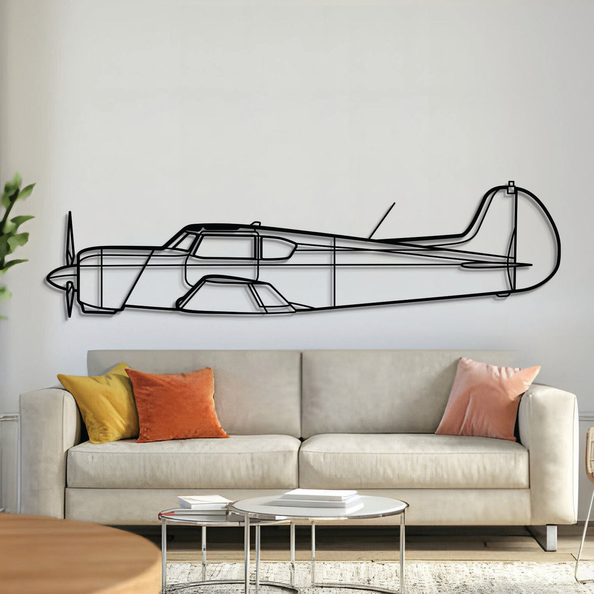 Yakovlev Yak‑18T aerobatic trainer aircraft silhouette metal wall art – laser‑cut 2 mm steel, textured matte powder‑coat, ready to hang